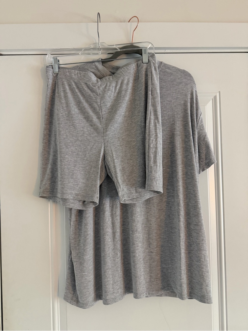 Loft Gray Lounge Set - Soft Knit Tee & Boxer Shorts